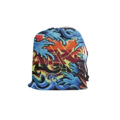 Graffiti Colourful Street Art Art Drawstring Pouch (medium) by Simbadda