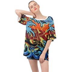 Graffiti Colourful Street Art Art Oversized Chiffon Top