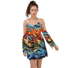 Graffiti Colourful Street Art Art Kimono Sleeves Boho Dress