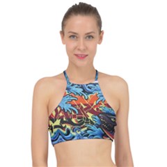 Graffiti Colourful Street Art Art Racer Front Bikini Top