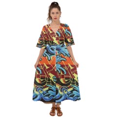 Graffiti Colourful Street Art Art Kimono Sleeve Boho Dress