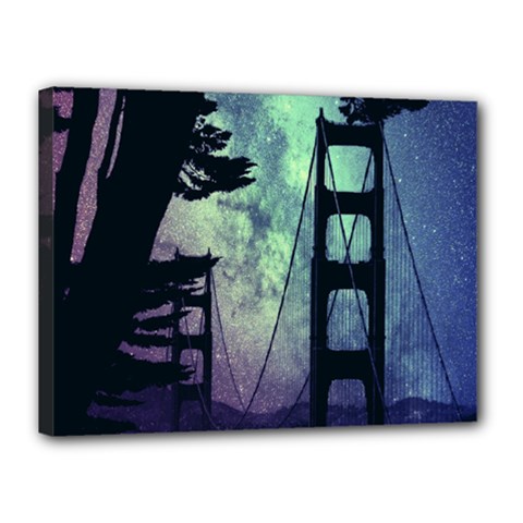 Bridge Construction Trees Canvas 16  X 12  (stretched) by Simbadda