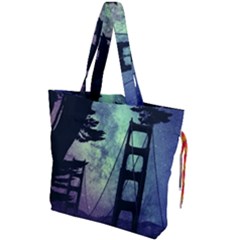 Bridge Construction Trees Drawstring Tote Bag by Simbadda