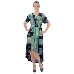 Bridge Construction Trees Front Wrap High Low Dress