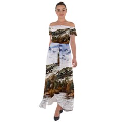 River Hills Evening California Off Shoulder Open Front Chiffon Dress