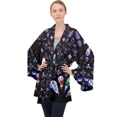 Arcelona Cathedral Spain Long Sleeve Velvet Kimono  by Simbadda