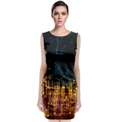 Architecture Buildings City Sleeveless Velvet Midi Dress