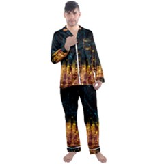 Architecture Buildings City Men s Satin Pajamas Long Pants Set