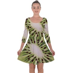 Kiwi Fruit Fresh Green Tasty Food Quarter Sleeve Skater Dress by Simbadda