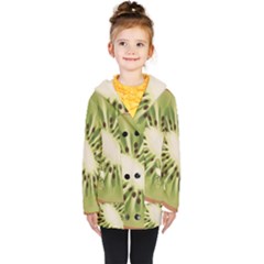 Kiwi Fruit Fresh Green Tasty Food Kids  Double Breasted Button Coat by Simbadda