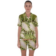 Kiwi Fruit Fresh Green Tasty Food Satin Short Sleeve Pyjamas Set by Simbadda