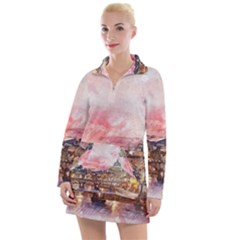 City Buildings Bridge Water River Women s Long Sleeve Casual Dress by Simbadda