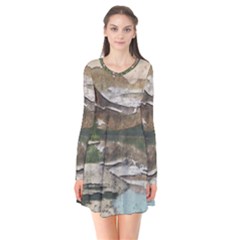 Glacier National Park Scenic View Long Sleeve V-neck Flare Dress by Simbadda