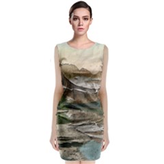 Glacier National Park Scenic View Sleeveless Velvet Midi Dress by Simbadda