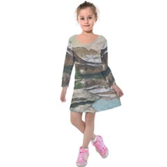 Glacier National Park Scenic View Kids  Long Sleeve Velvet Dress by Simbadda