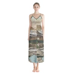 Glacier National Park Scenic View Button Up Chiffon Maxi Dress by Simbadda