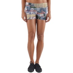 Architecture Old Sky Travel Yoga Shorts by Simbadda