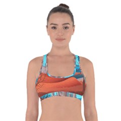 Castle Landscape Mountains Hills Cross Back Sports Bra by Simbadda