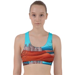 Castle Landscape Mountains Hills Back Weave Sports Bra