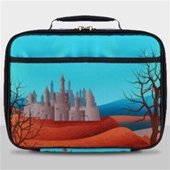 Castle Landscape Mountains Hills Full Print Lunch Bag by Simbadda