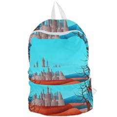 Castle Landscape Mountains Hills Foldable Lightweight Backpack by Simbadda