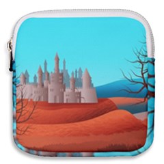 Castle Landscape Mountains Hills Mini Square Pouch by Simbadda