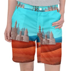 Castle Landscape Mountains Hills Pocket Shorts by Simbadda