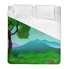 Landscape Illustration Nature Tree Duvet Cover (full/ Double Size) by Simbadda