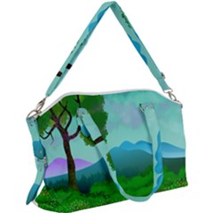 Landscape Illustration Nature Tree Canvas Crossbody Bag