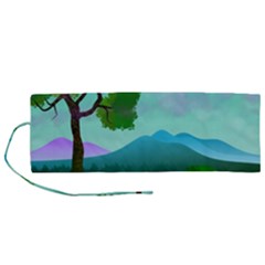 Landscape Illustration Nature Tree Roll Up Canvas Pencil Holder (m)