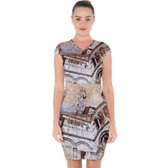 Building Architecture Columns Capsleeve Drawstring Dress  by Simbadda