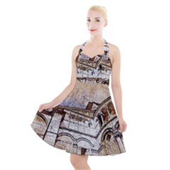 Building Architecture Columns Halter Party Swing Dress  by Simbadda