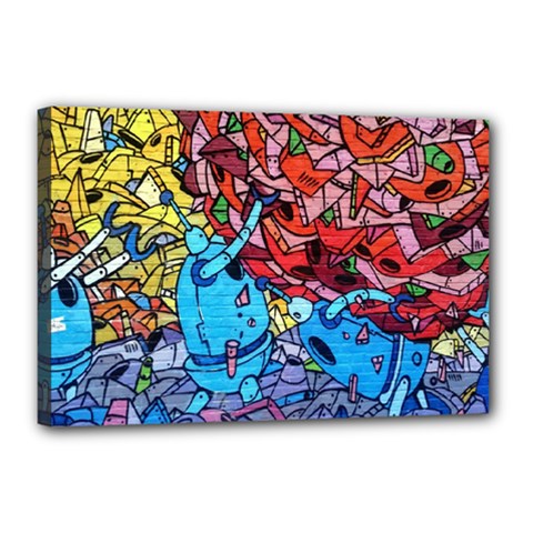 Graffiti Wall Mural Painting Arts Canvas 18  X 12  (stretched) by Simbadda