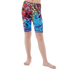 Graffiti Wall Mural Painting Arts Kids  Mid Length Swim Shorts by Simbadda