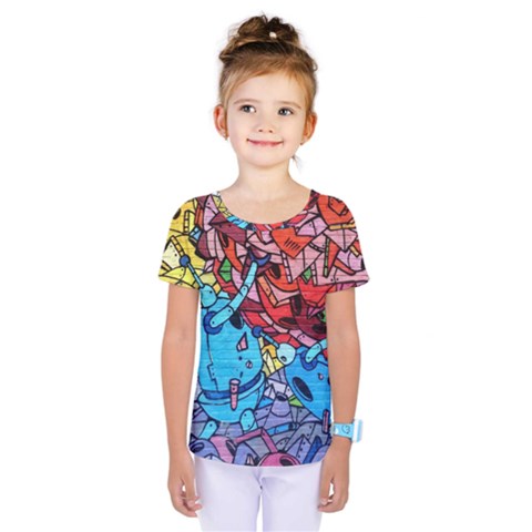 Graffiti Wall Mural Painting Arts Kids  One Piece Tee by Simbadda