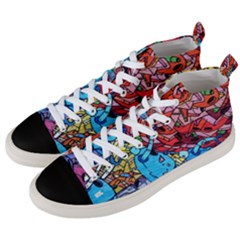 Graffiti Wall Mural Painting Arts Men s Mid-top Canvas Sneakers by Simbadda