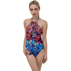 Graffiti Wall Mural Painting Arts Go With The Flow One Piece Swimsuit by Simbadda