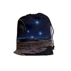 Lunar Landscape Star Brown Dwarf Drawstring Pouch (large) by Simbadda