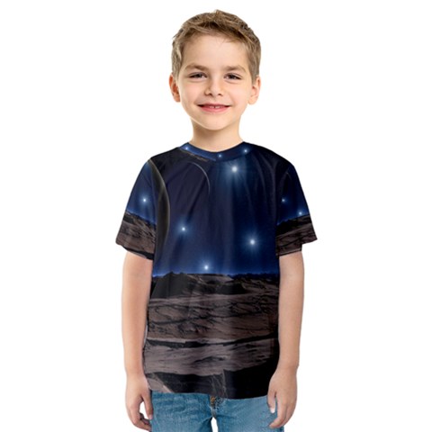 Lunar Landscape Star Brown Dwarf Kids  Sport Mesh Tee by Simbadda