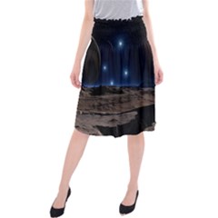 Lunar Landscape Star Brown Dwarf Midi Beach Skirt by Simbadda