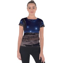 Lunar Landscape Star Brown Dwarf Short Sleeve Sports Top  by Simbadda