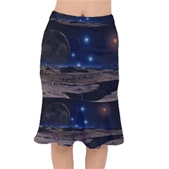 Lunar Landscape Star Brown Dwarf Short Mermaid Skirt by Simbadda