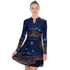 Lunar Landscape Star Brown Dwarf Long Sleeve Panel Dress by Simbadda