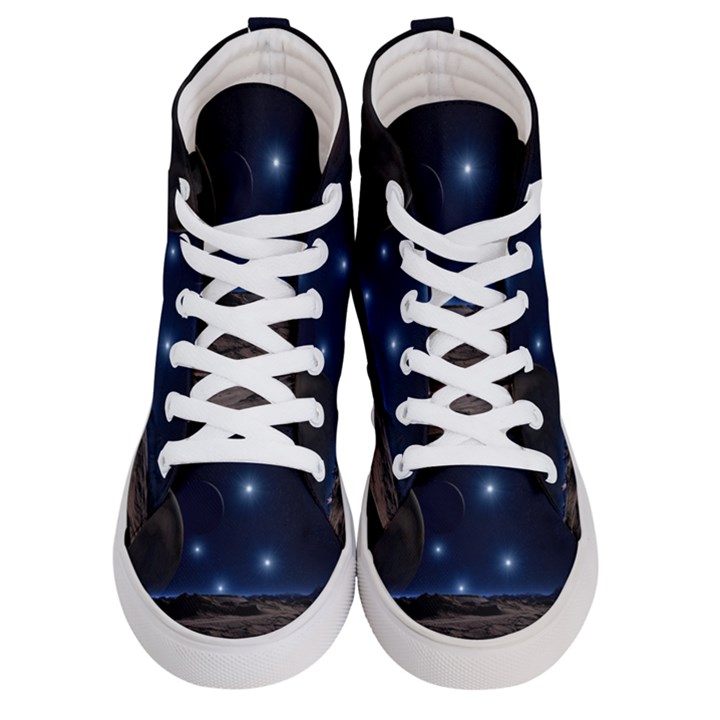 Lunar Landscape Star Brown Dwarf Men s Hi-Top Skate Sneakers