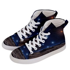 Lunar Landscape Star Brown Dwarf Men s Hi-top Skate Sneakers by Simbadda