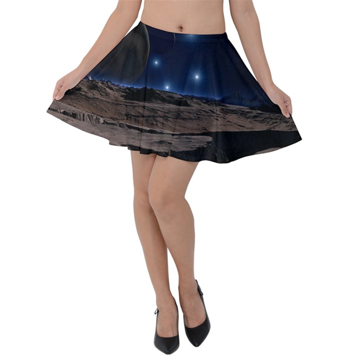 Lunar Landscape Star Brown Dwarf Velvet Skater Skirt