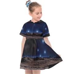 Lunar Landscape Star Brown Dwarf Kids  Sailor Dress by Simbadda