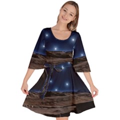 Lunar Landscape Star Brown Dwarf Velour Kimono Dress by Simbadda