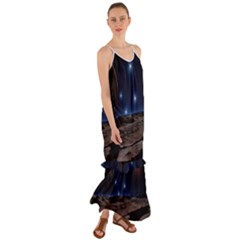 Lunar Landscape Star Brown Dwarf Cami Maxi Ruffle Chiffon Dress by Simbadda