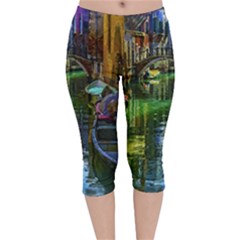 Venice City Italy Architecture Velvet Capri Leggings 